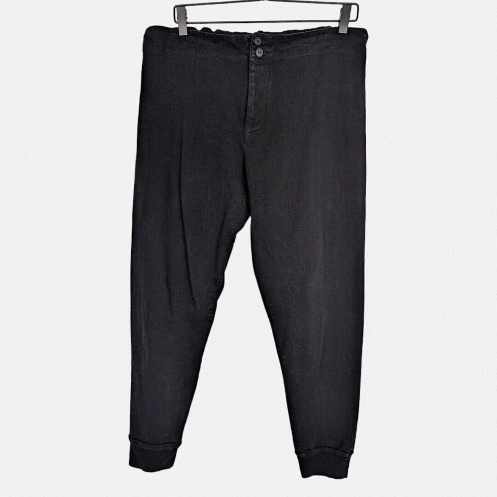 Bassike womens‎ Pants Joggers L Organic Cotton Black Button fly Lagenlook